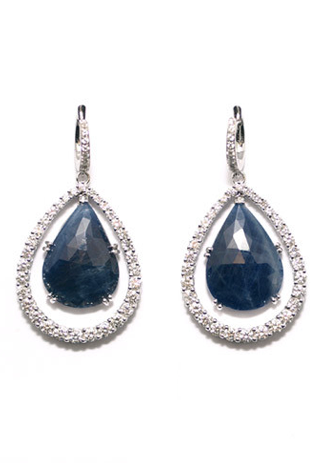 Garavelli 18KWG Pavé Diamond & Blue Sapphire Dangle Earrings | OsterJewelers.com