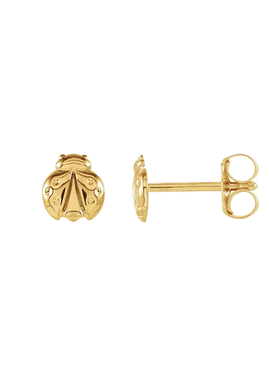 14K Yellow Gold Ladybug Stud Earrings | OsterJewelers.com