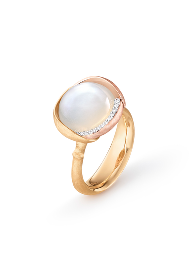 Ole Lynggaard Lotus 3 Diamond & White Moonstone Ring | Ref. A2652-406 | OsterJewelers.com