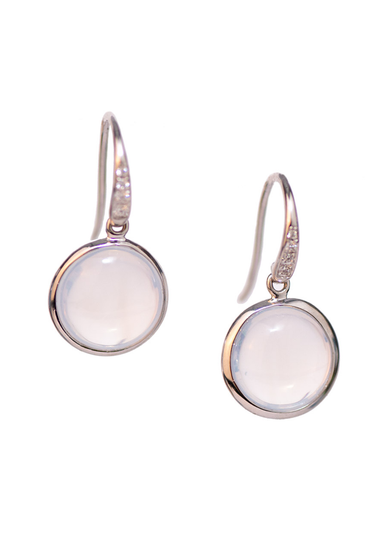 Oster Collection 18KWG Diamond & Moon Quartz Drop Earrings | OsterJewelers.com