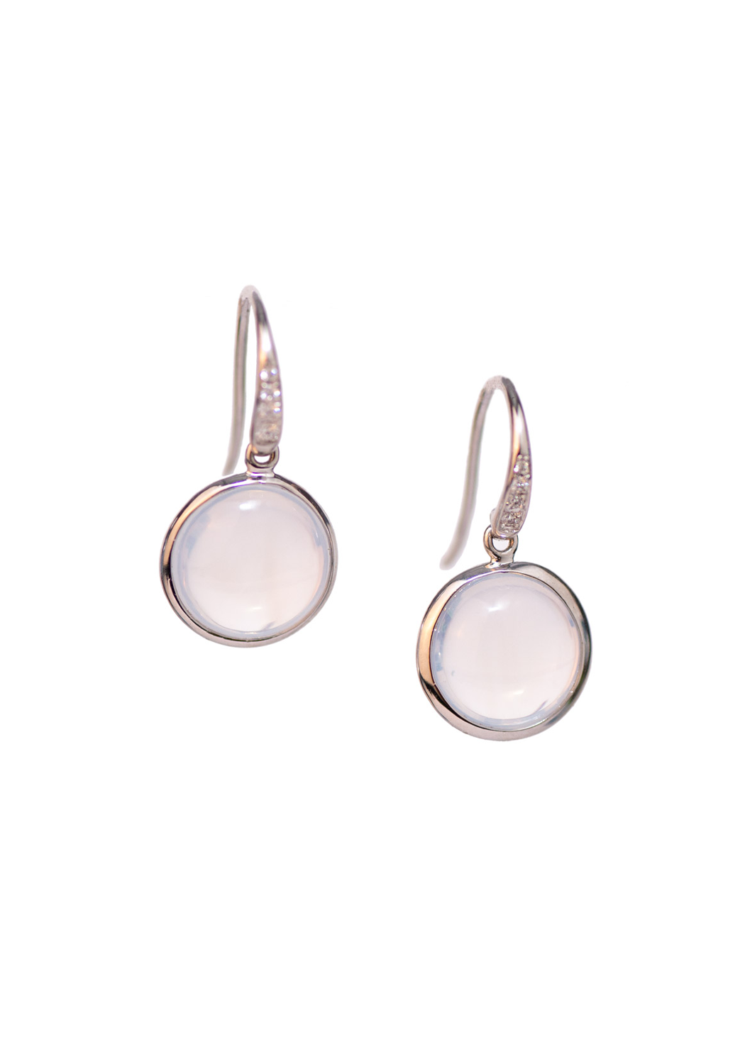 Oster Collection 18KWG Diamond & Moon Quartz Drop Earrings | OsterJewelers.com