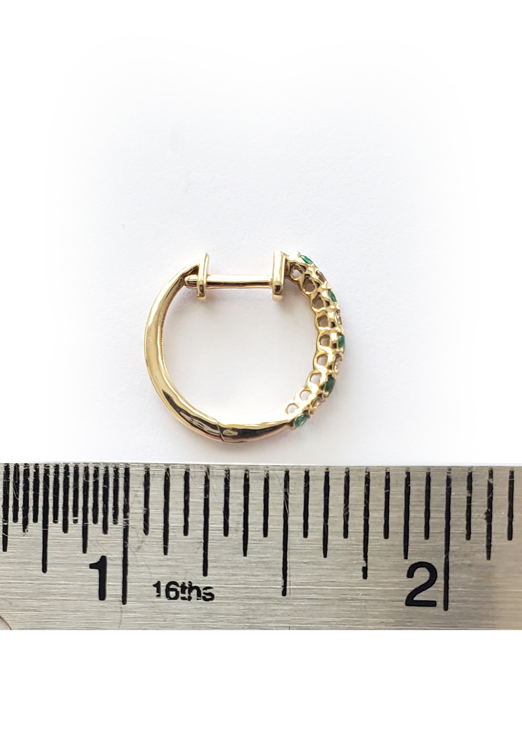 Oster Collection 14KYG Diamond & Emerald Hoop Earrings (Size) | OsterJewelers.com