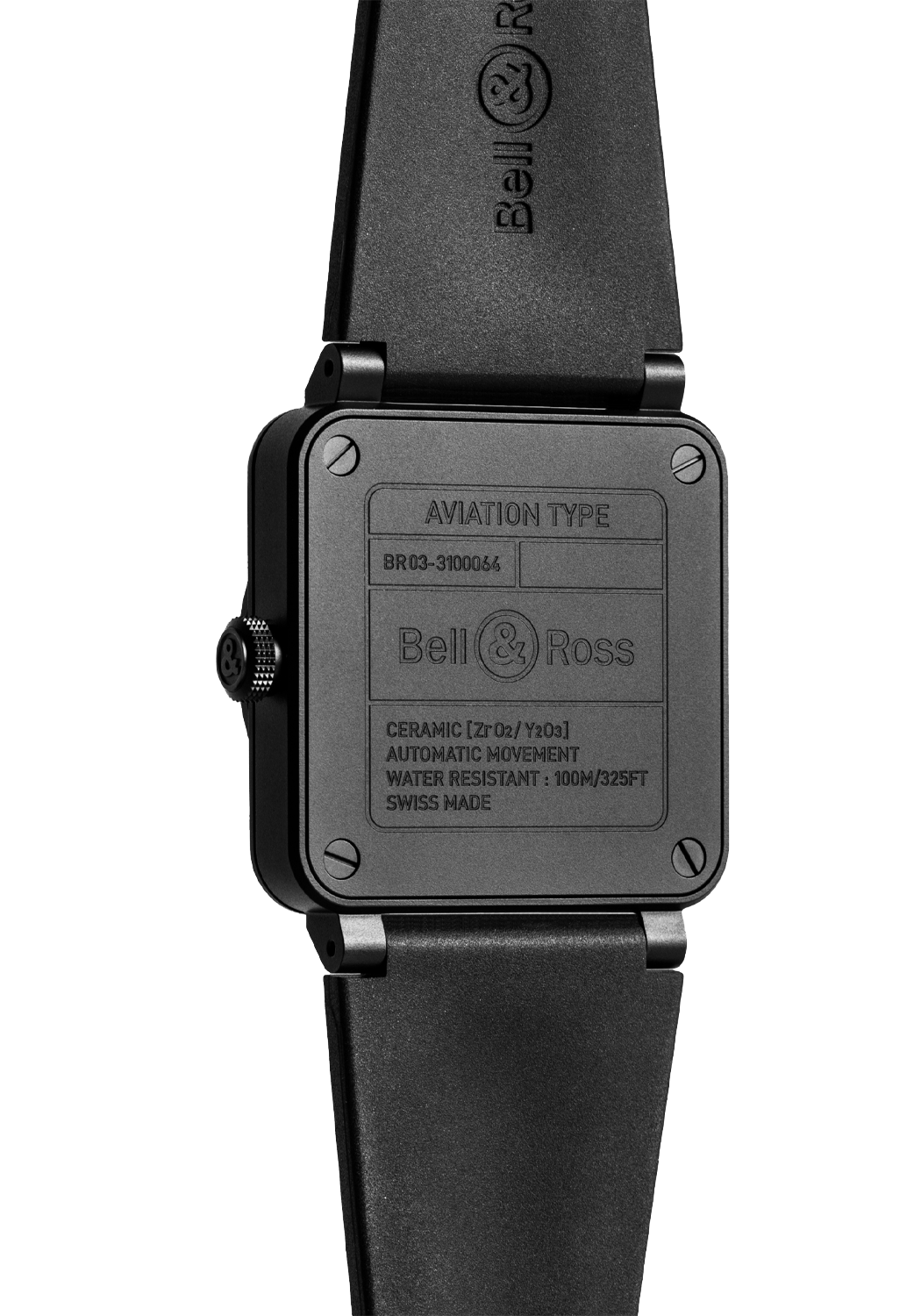 Caseback of the Bell & Ross New BR 03 Black Matte | Ref. BR03A-BL-CE/SRB | OsterJewelers.com