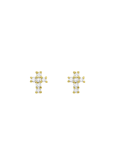 KC Designs 14KYG Diamond Mini Cross Stud Earrings | OsterJewelers.com