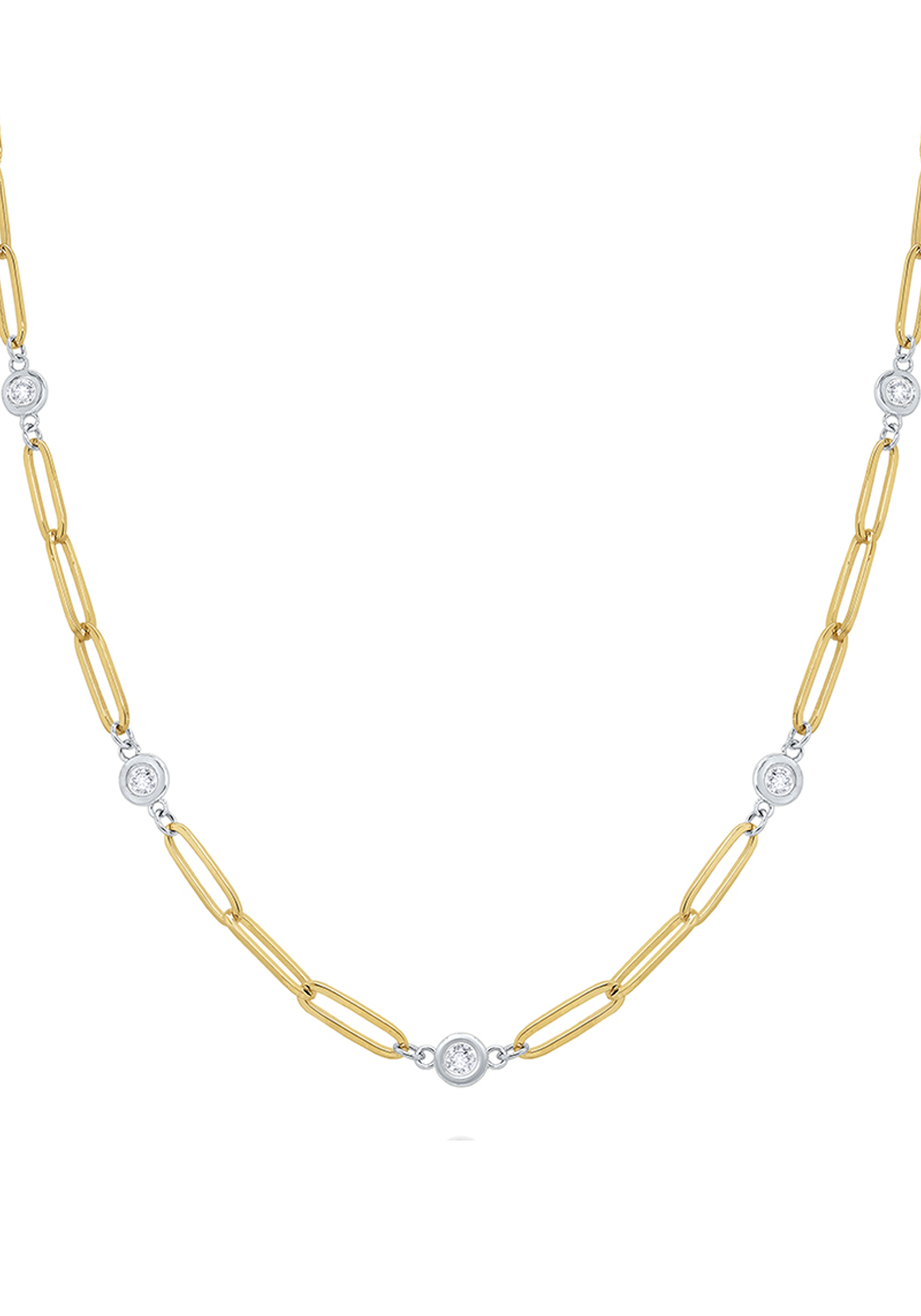 KC Designs 14KYG Paperclip Bezel Diamond Necklace | OsterJewelers.com
