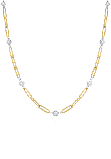 KC Designs 14KYG Paperclip Bezel Diamond Necklace | OsterJewelers.com
