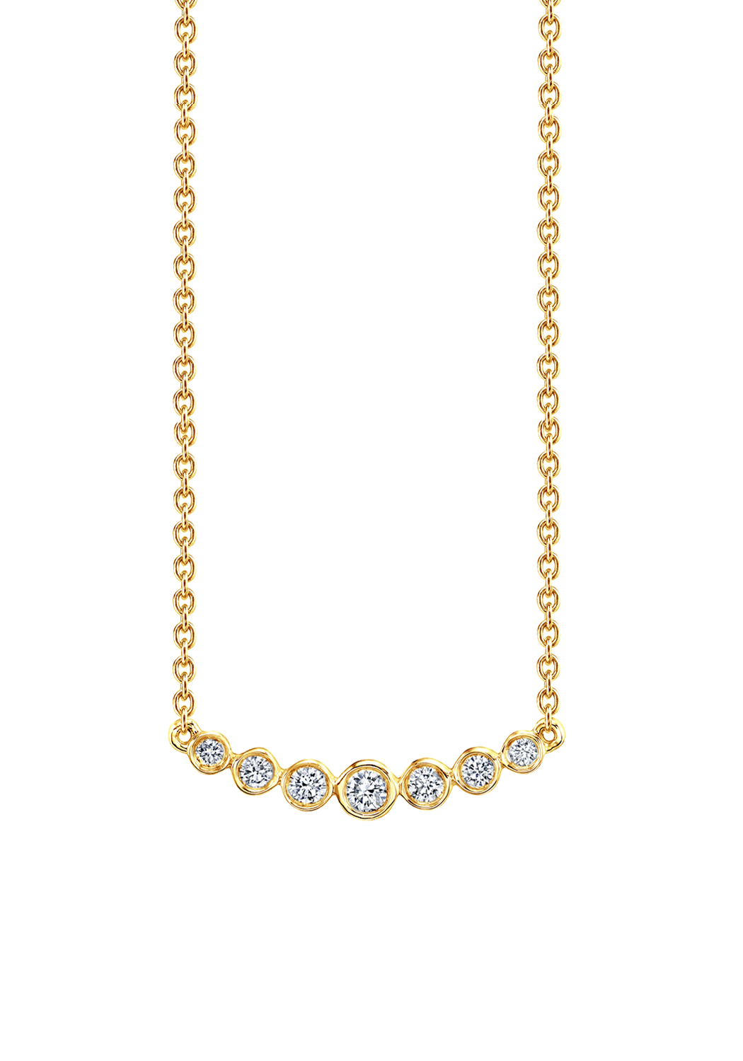 Parade Design 18K Gold 7 Diamond Curved Bar Necklace | Choose Gold