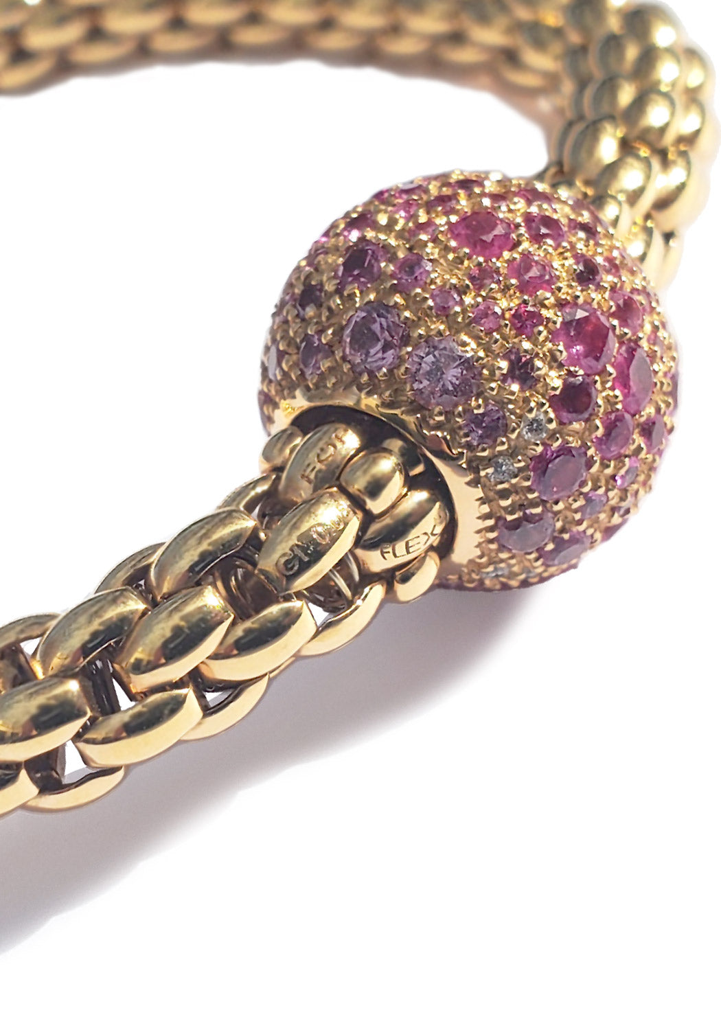 FOPE Flex'It 18KRG Diamond & Pink Sapphire Ball Bracelet | OsterJewelers.com | OsterJewelers.com