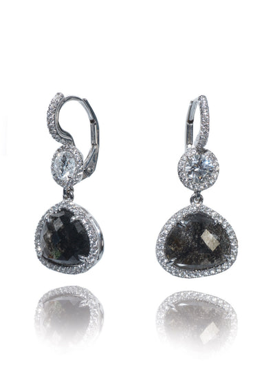 Rahaminov 18KWG Black & White Diamond Dangle Earrings | OsterJewelers.com