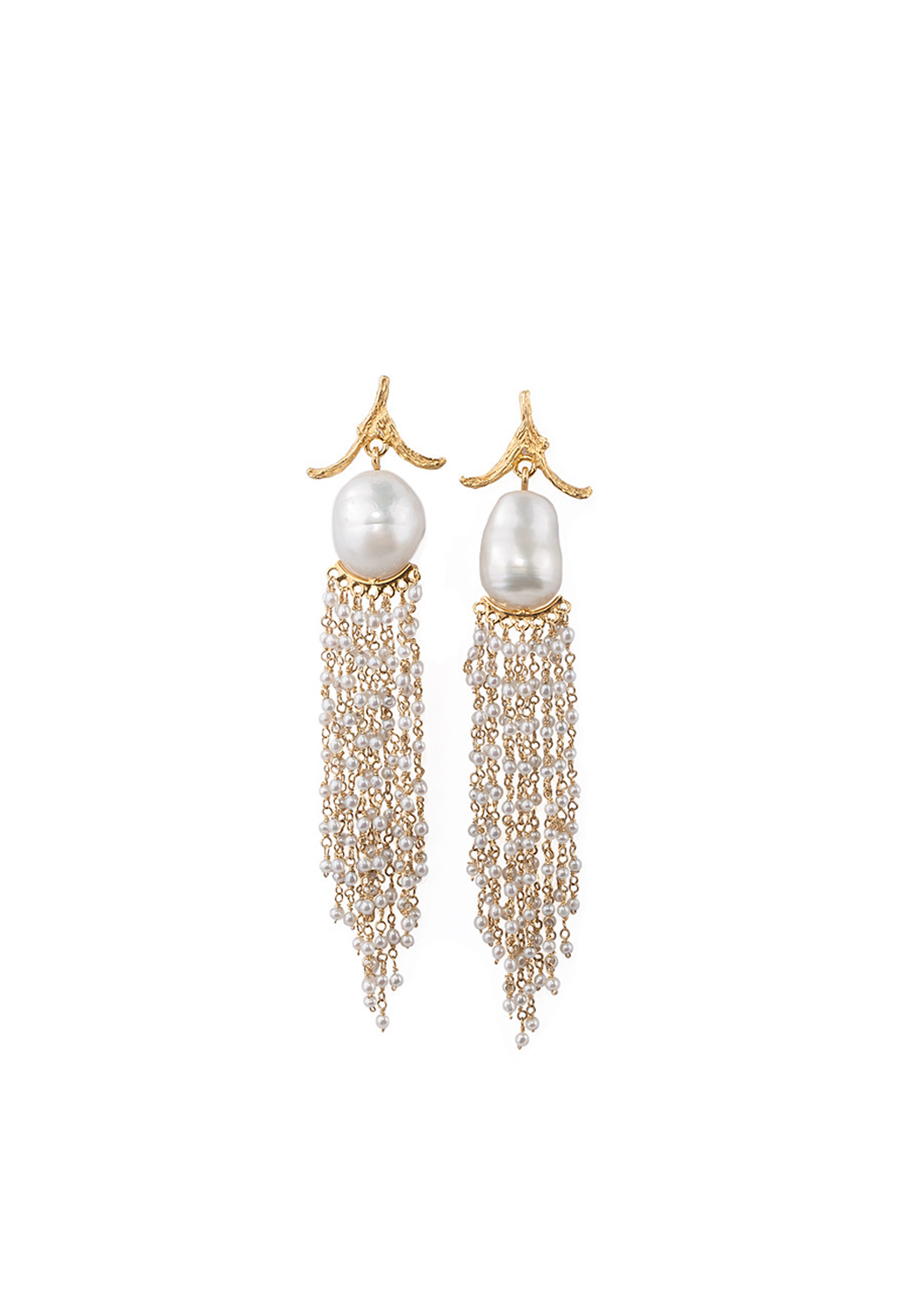 K. Brunini 18KYG South Sea Baroque & Seed Pearl Dangle Earrings | OsterJewelers.com