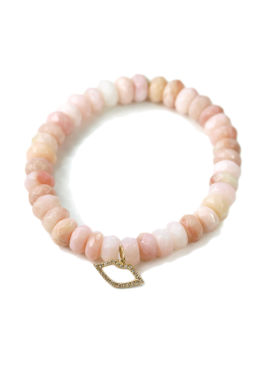Sydney Evan Diamond Lip Charm Pink Opal Bead Bracelet | OsterJewelers.com