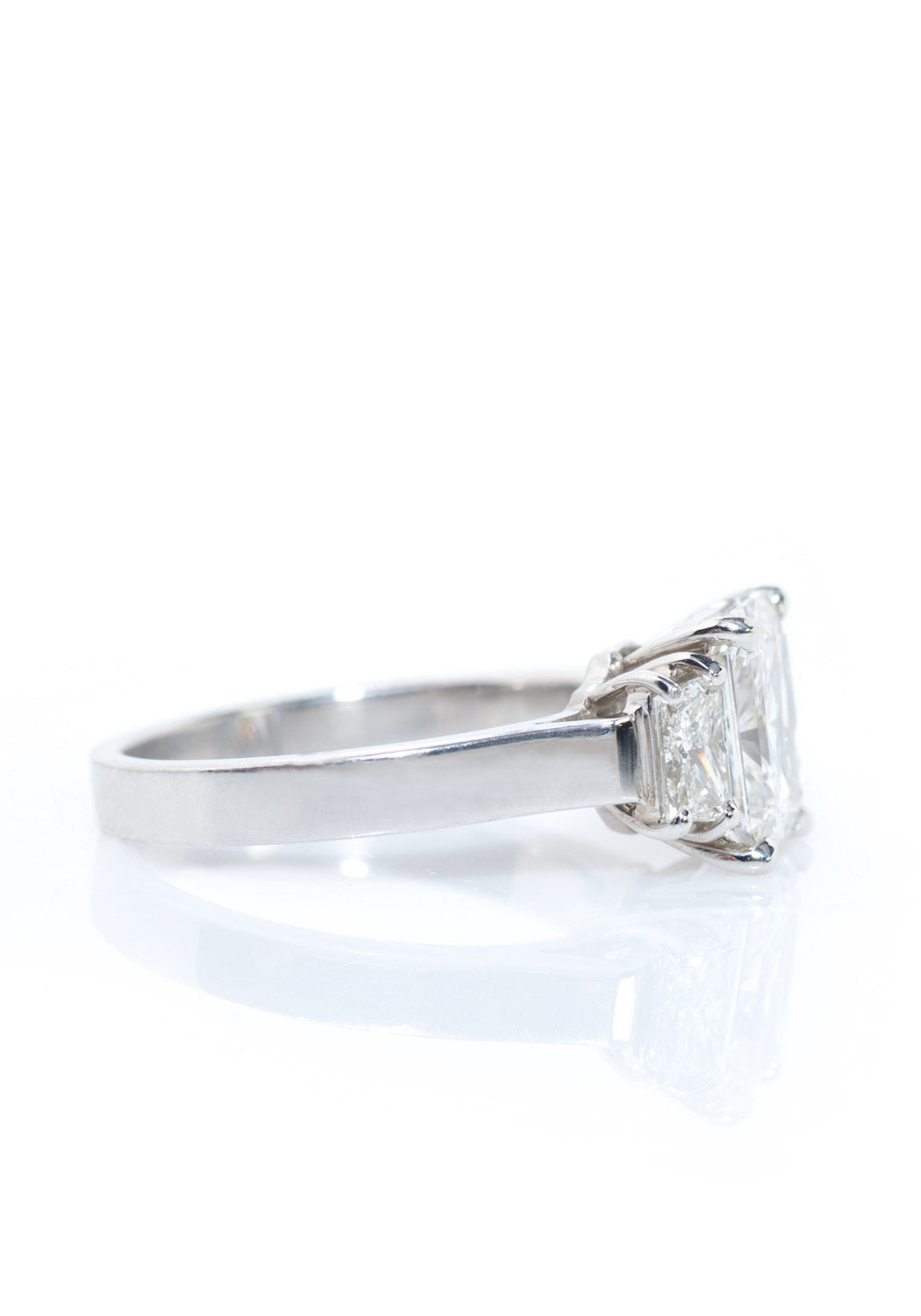 Louis Glick Platinum Large Starburst 3-Stone Trilogy Diamond Ring
