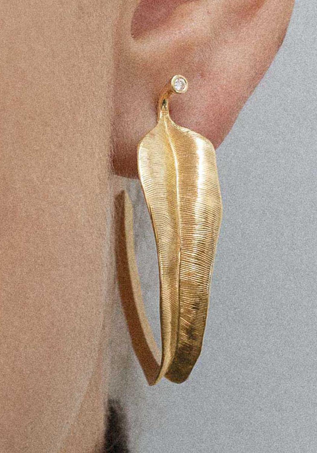 Ole Lynggaard Creol Leaves 18k Yellow Gold Hoop Earrings