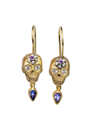 Melinda Risk Tanzanite Lotus Skull Earrings | OsterJewelers.com
