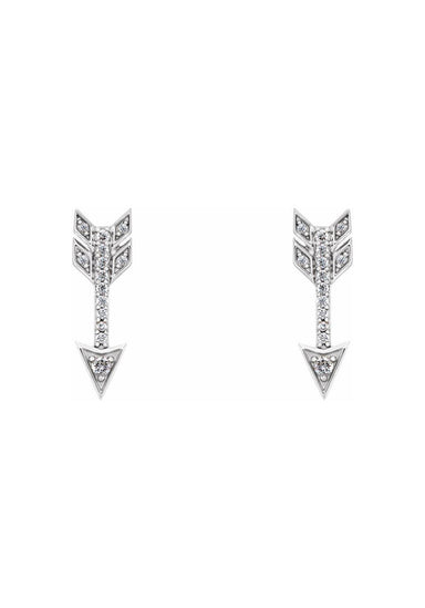14K White Gold Diamond Arrow Stud Earrings | OsterJewelers.com