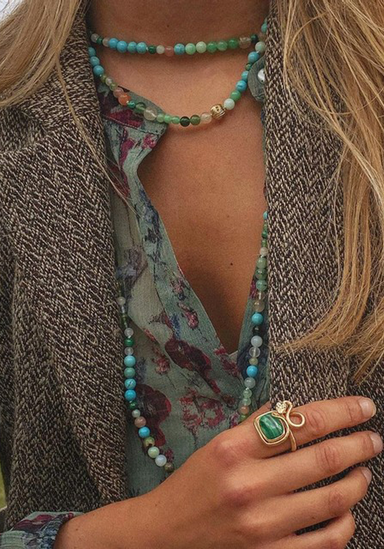 Ole Lynggaard Turquoise Bead Necklace with 18KYG Clasp (Rings sold separately) | OsterJewelers.com