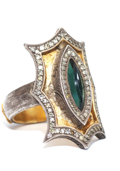 Sevan Bıçakçı Theodora 18KYG Diamond & Green Tourmaline Ring | OsterJewelers.com