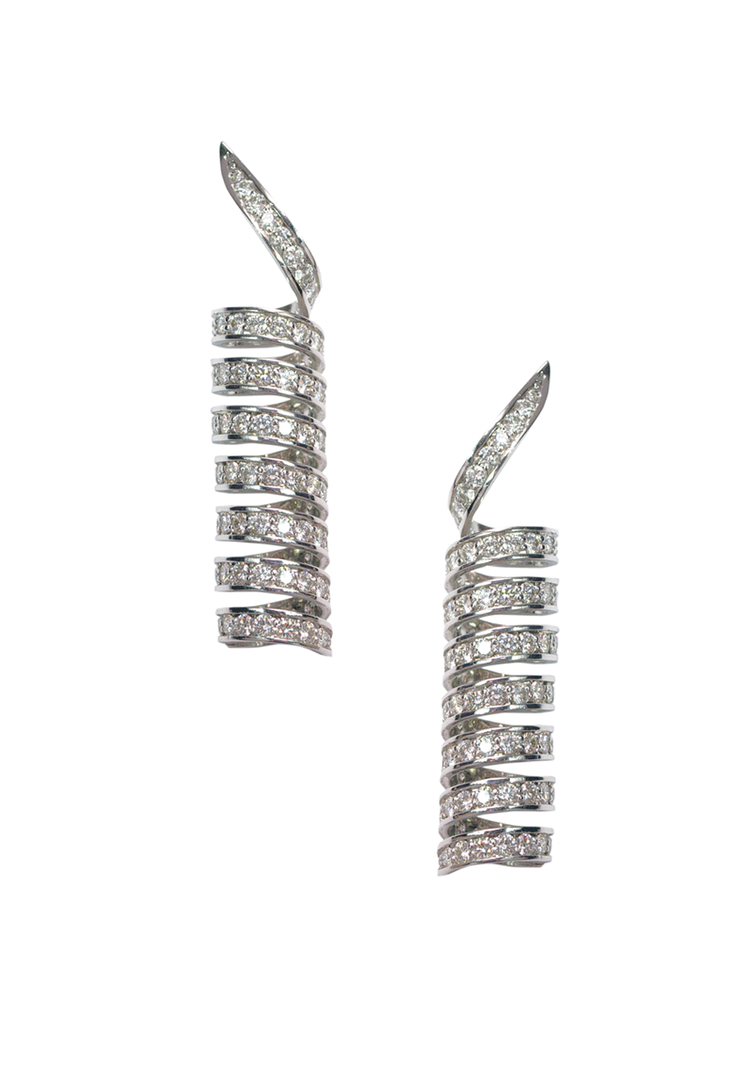 Alex Soldier 18K White Gold Diamond Spiral Earrings | OsterJewelers.com
