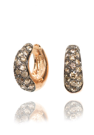 Garavelli 18K Rose Gold Brown Diamond Huggie Earrings | OsterJewelers.com