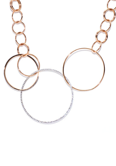 K di Kuore 18K Rose & White Gold Diamond Circles Necklace | OsterJewelers.com