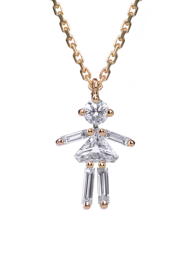 Little Ones 18K Yellow Gold Diamond Girl Pendant Necklace | OsterJewelers.com