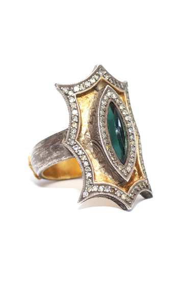 Sevan Bıçakçı Theodora 18KYG Diamond & Green Tourmaline Ring | OsterJewelers.com