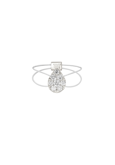 Persée Paris 18K White Gold Pear Floating Diamond Ring | OsterJewelers.com