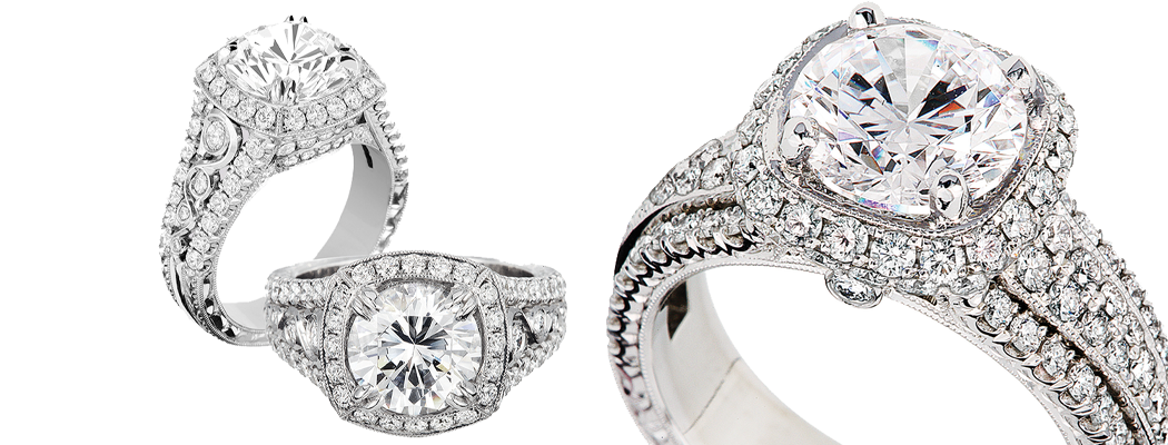 Jack Kelége Platinum Halo Semi-Mount Diamond Engagement Ring