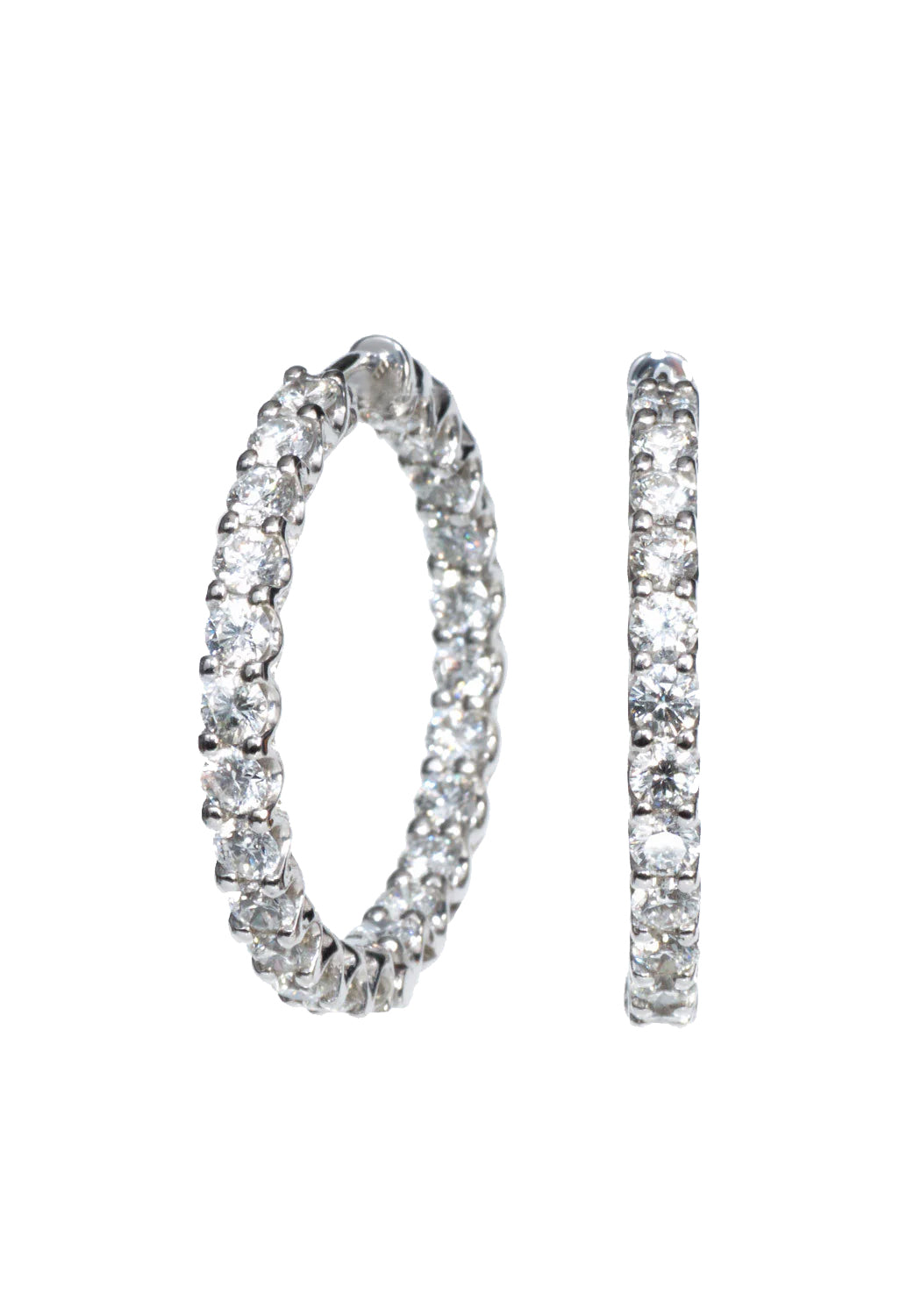 Oster Collection 18KWG Inside & Outside Diamond Hoop Earrings | OsterJeweler.com
