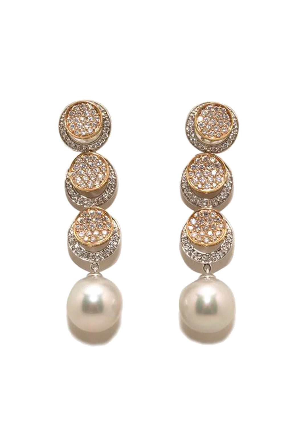 Oster Collection Triple Circle Diamond & Pearl Drop Earrings | OsterJewelers.com