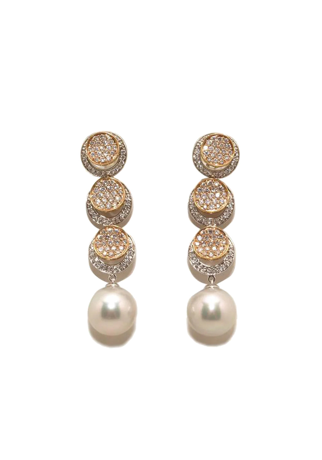 Oster Collection Triple Circle Diamond & Pearl Drop Earrings | OsterJewelers.com