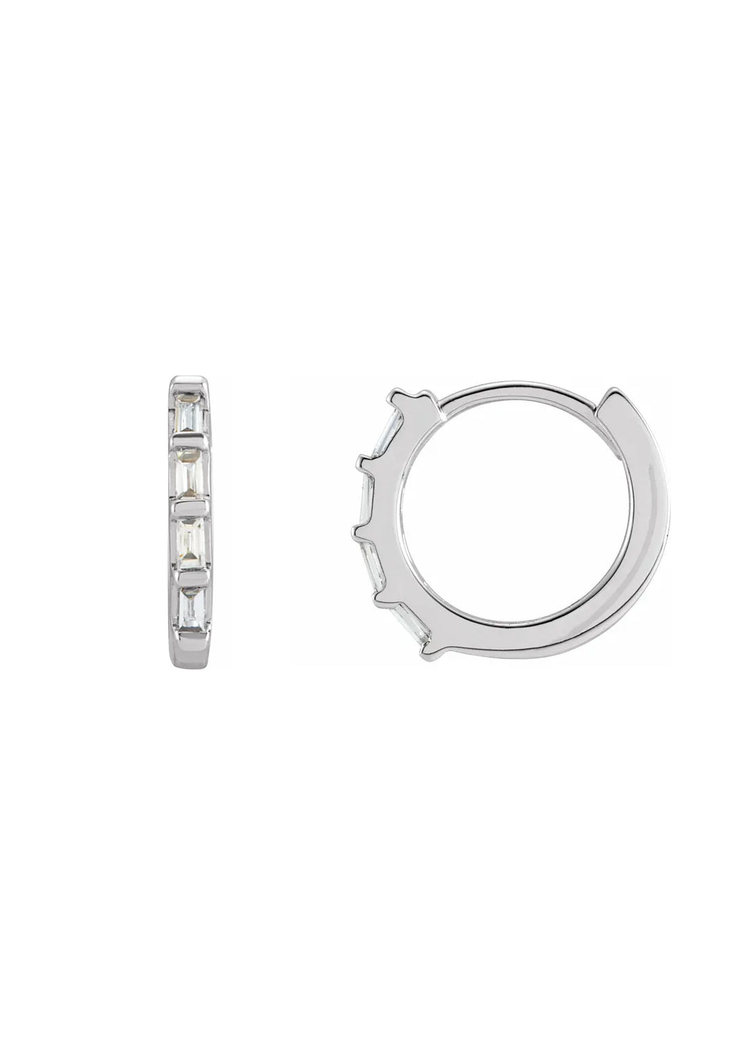 14KWG Baguette Diamond Huggie Earrings | Cherry Creek North | Denver, CO | OsterJewelers.com