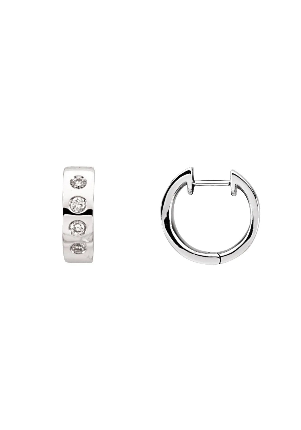  14KWG Flush Set Diamond Hoop Earrings | Cherry Creek North | Denver | CO | OsterJewelers.com