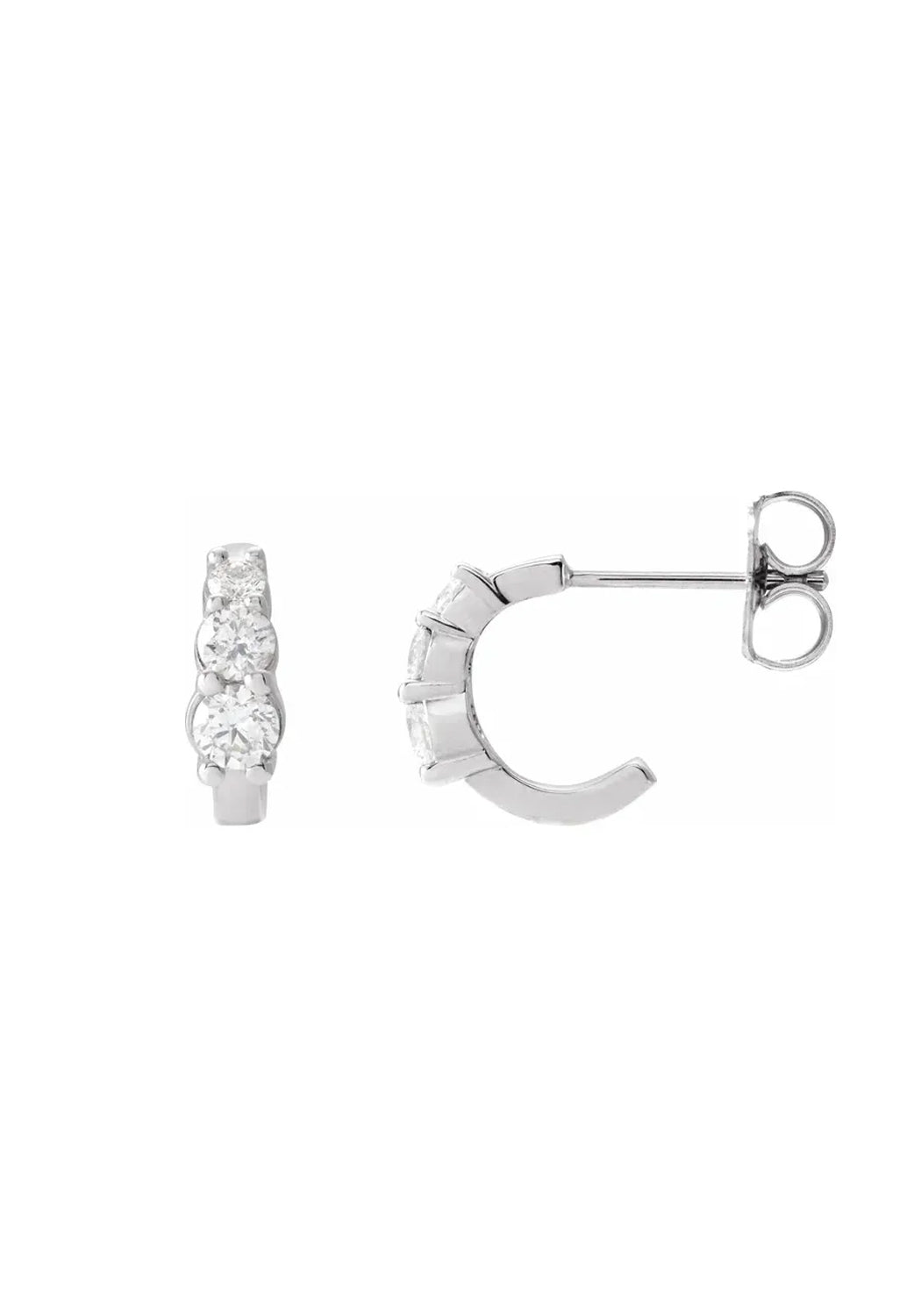 14KWG Graduated Triple Diamond Huggie Earrings | Cherry Creek North | Denver, CO | OsterJewelers.com