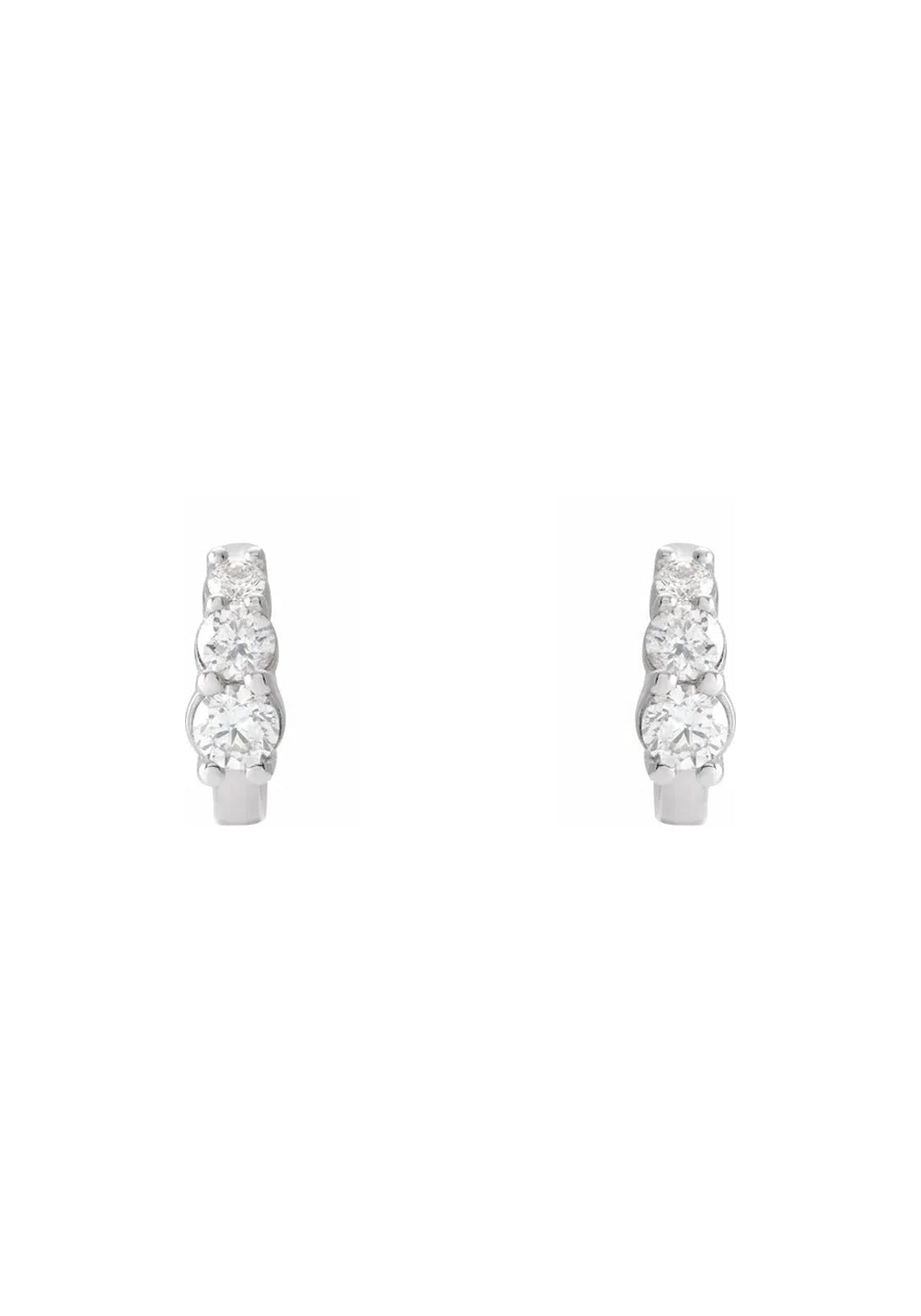 14KWG Graduated Triple Diamond Huggie Earrings | Cherry Creek North | Denver, CO | OsterJewelers.com