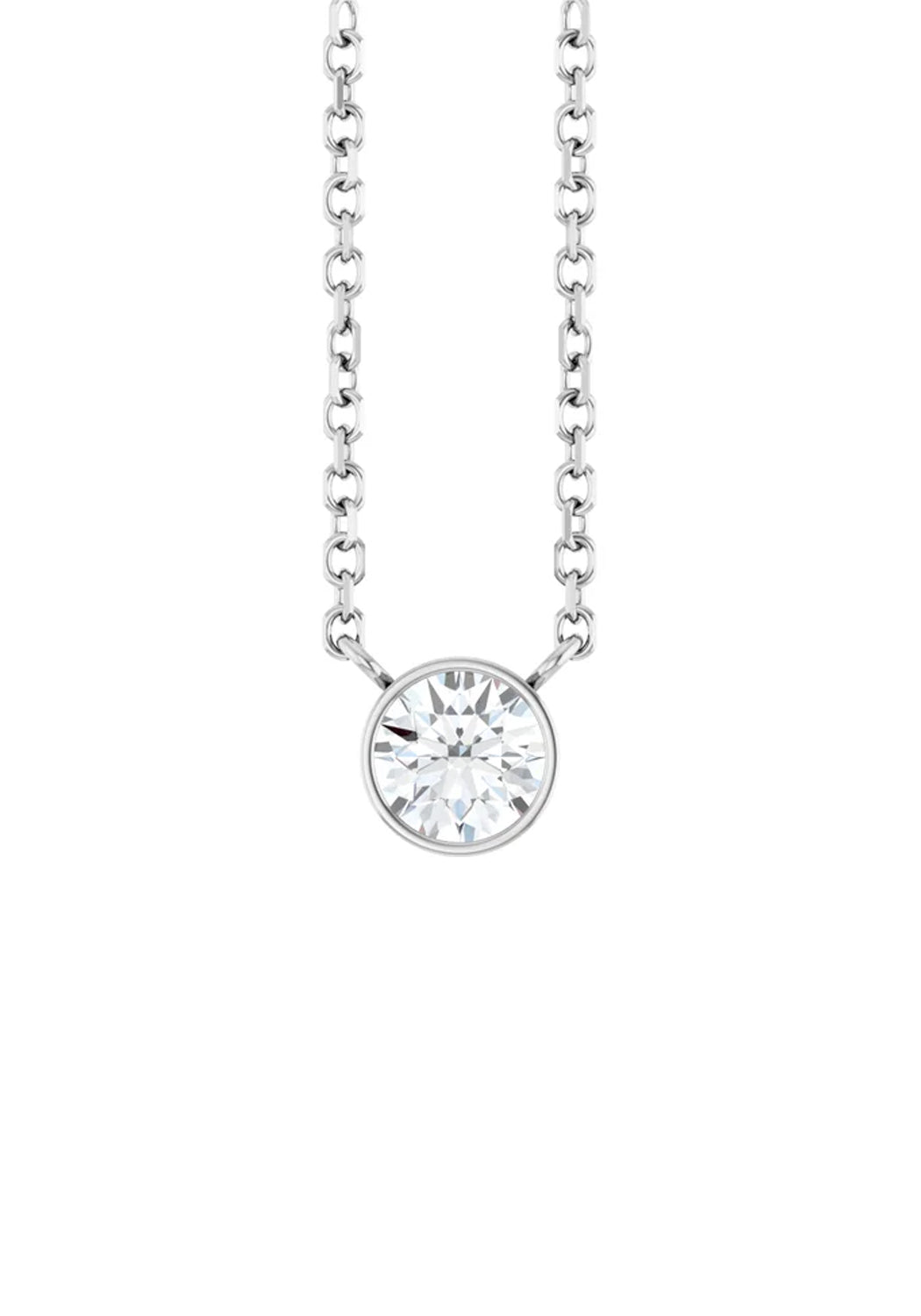  14KWG Round Bezel Solitaire Diamond Necklace | Cherry Creek North | Denver, CO | OsterJewelers.com