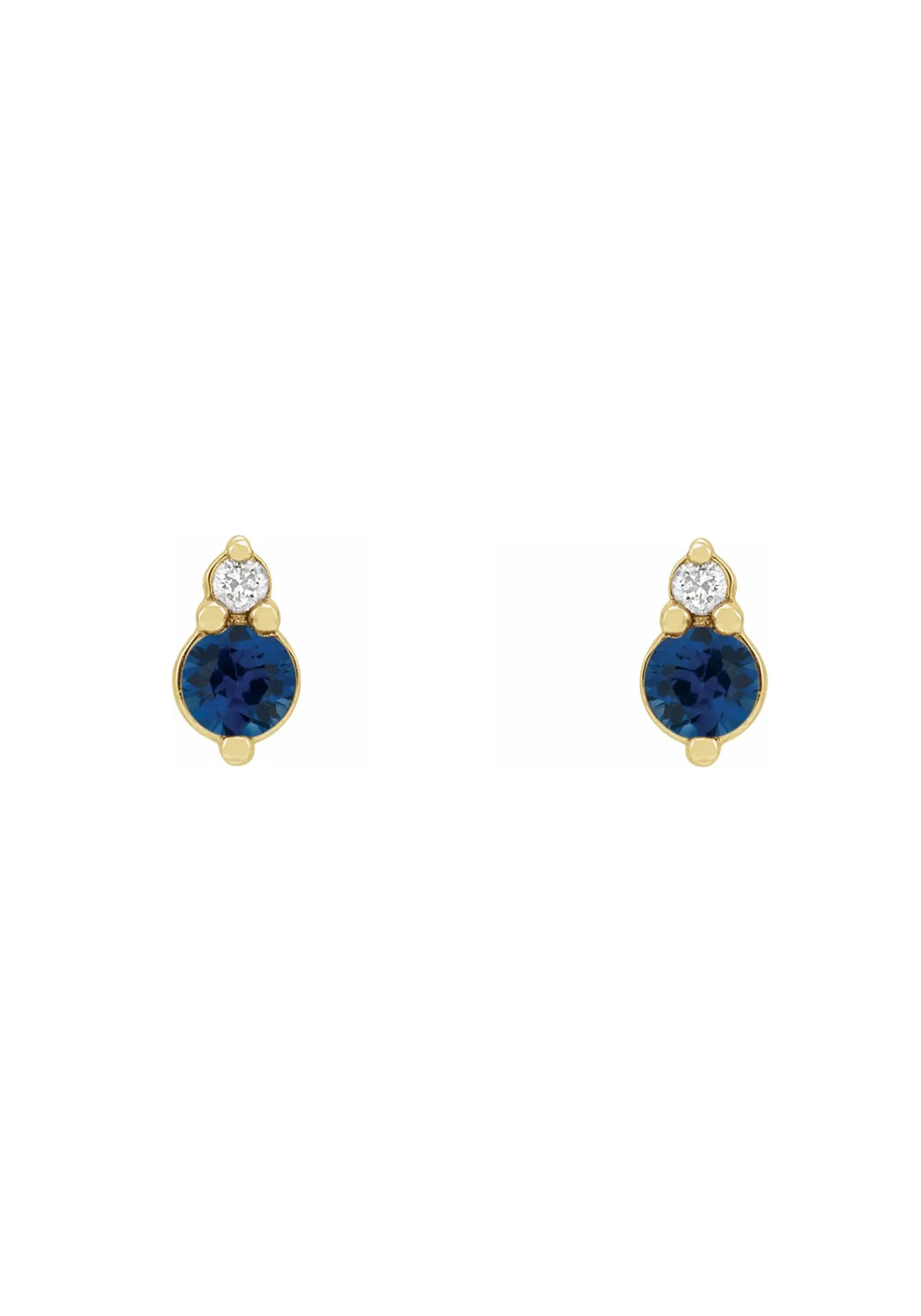 14KYG Diamond & Blue Sapphire Stud Earrings | Cherry Creek North | Denver, CO | OsterJewelers.com