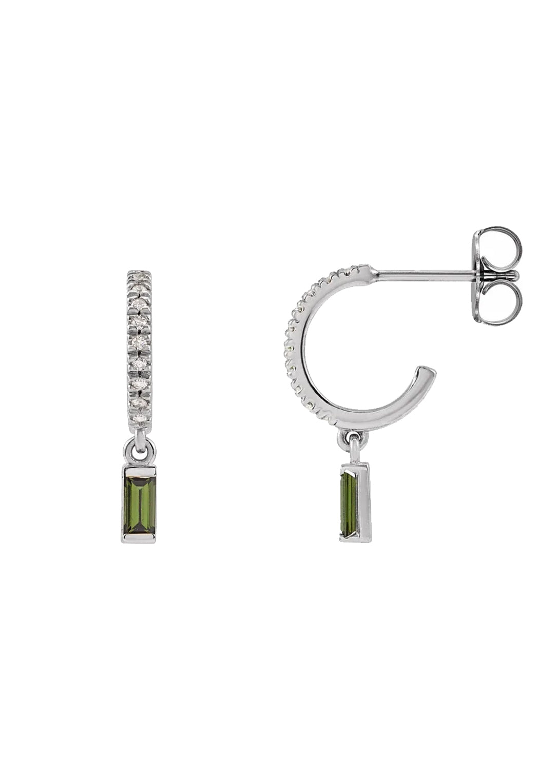 14KWG Diamond & Green Tourmaline Hoop Dangle Earrings | Denver, CO, | OsterJewelers.com