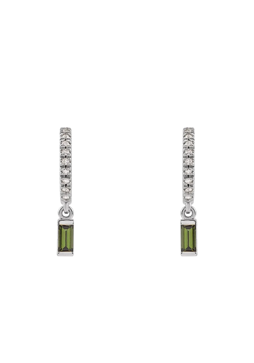 14KWG Diamond & Green Tourmaline Hoop Dangle Earrings | Denver, CO, | OsterJewelers.com