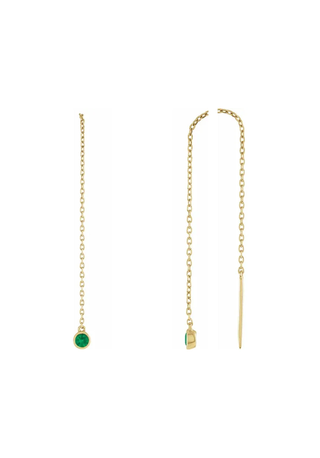 14KYG Round Bezel Emerald Earring Chains | Cherry Creek North | Denver, CO | OsterJewelers.com