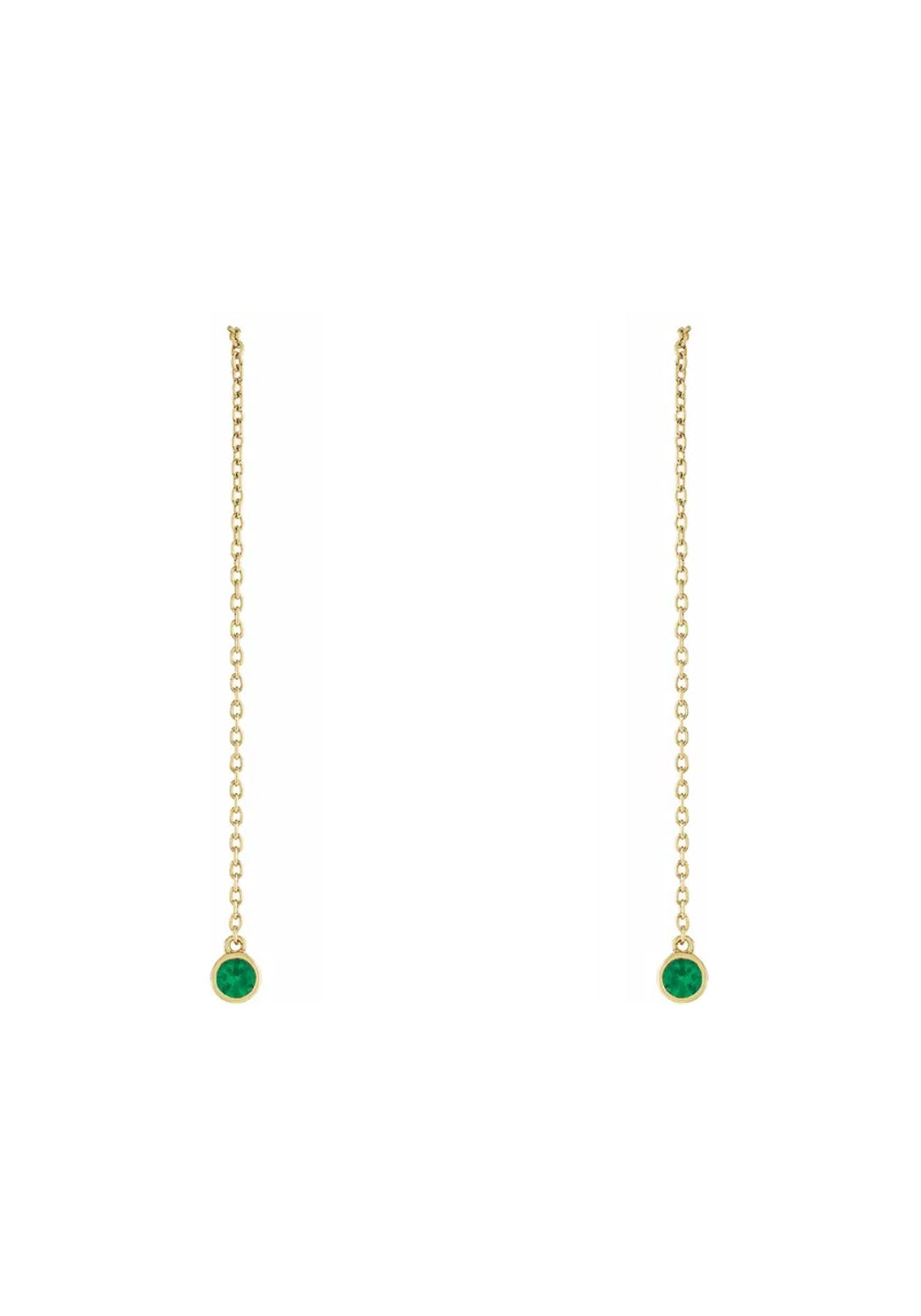 14KYG Round Bezel Emerald Earring Chains | Cherry Creek North | Denver, CO | OsterJewelers.com