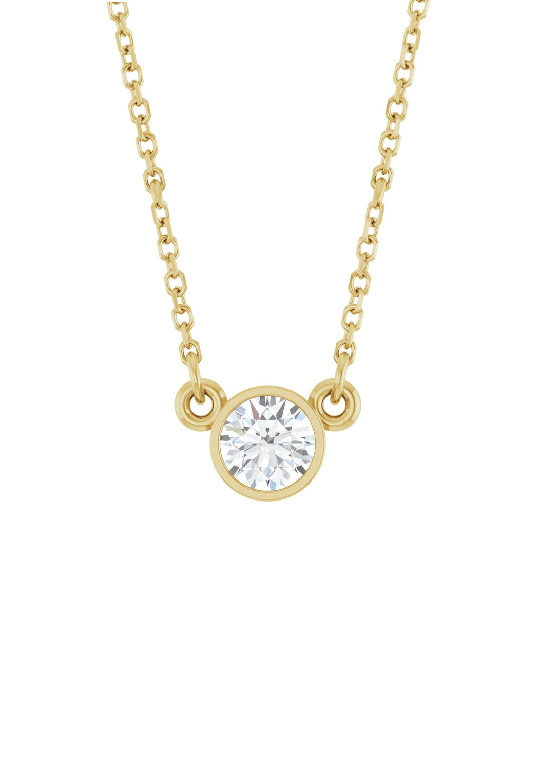  14KYG Round Bezel Solitaire Diamond Necklace | Cherry Creek North | Denver, CO | OsterJewelers.com