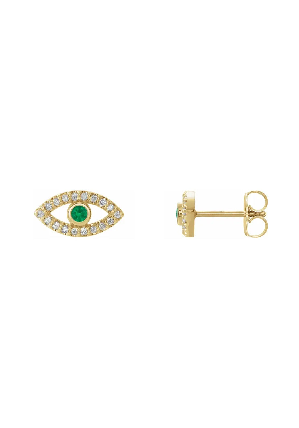 14KYG White Sapphire & Emerald Evil Eye Earrings | Cherry Creek North | Denver | OsterJewelers.com