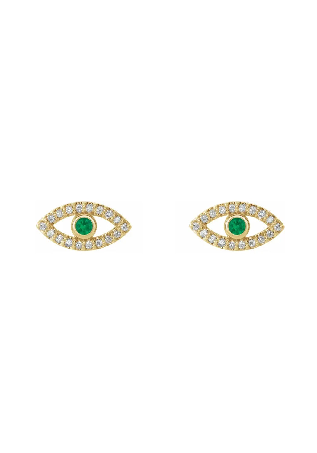14KYG White Sapphire & Emerald Evil Eye Earrings | Cherry Creek North | Denver | OsterJewelers.com