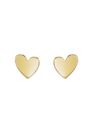 14K Yellow Gold Asymmetrical Heart Stud Earrings | OsterJewelers.com