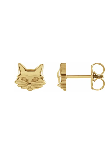 14 karat gold cat earrings deals
