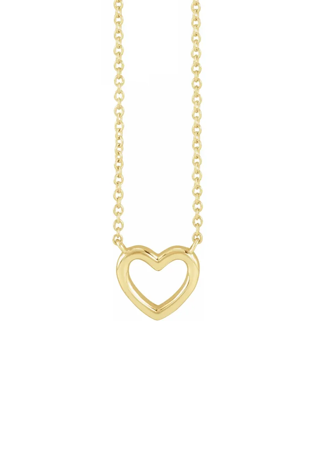 14K Yellow Gold Petite Open Heart Necklace | OsterJewelers.com