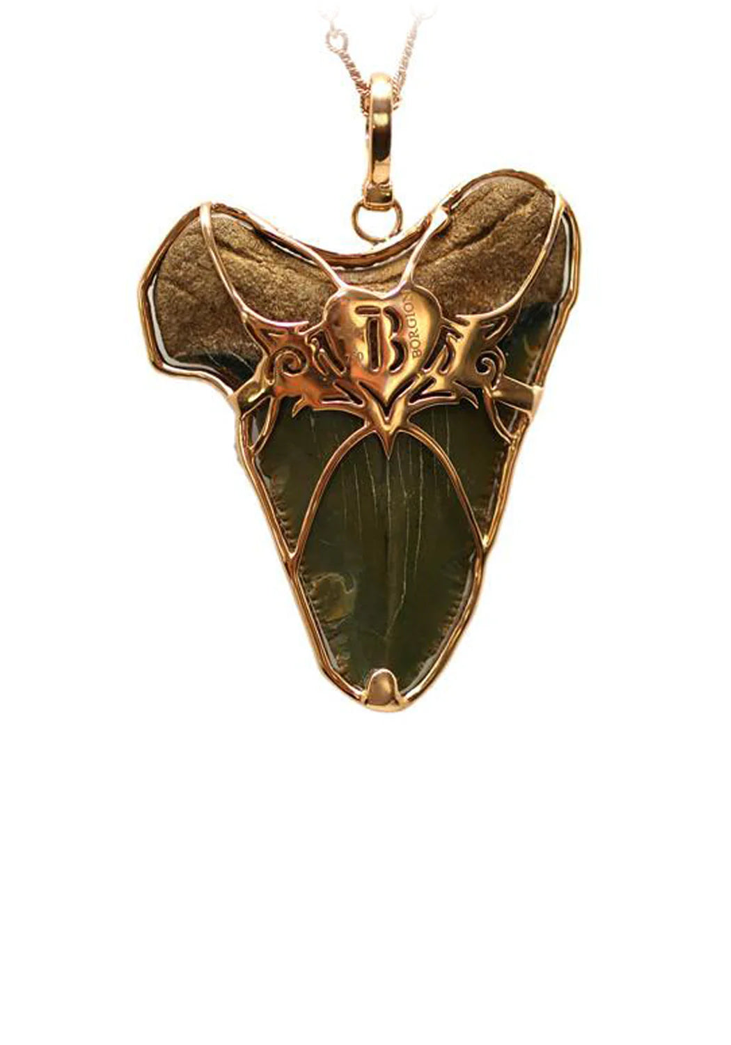 Borgioni 18KRG Champagne Diamond Shark Tooth Pendant Necklace | OsterJewelers.com