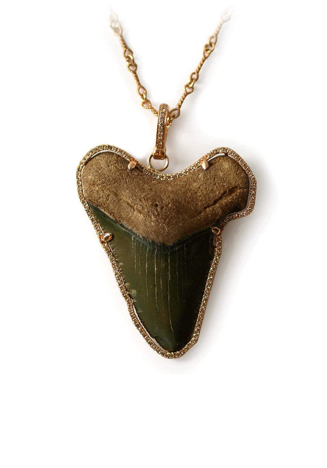 Borgioni 18KRG Champagne Diamond Shark Tooth Pendant Necklace | OsterJewelers.com