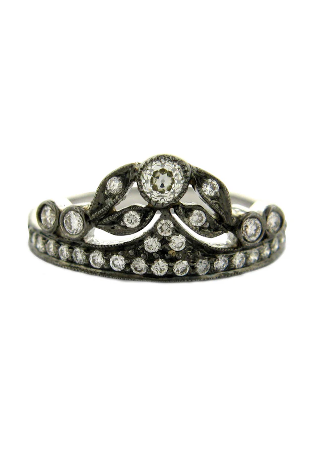 Sethi Couture Elizabeth 18KBG White Diamond Tiara Ring | Denver Bridal | OsterJewelers.com